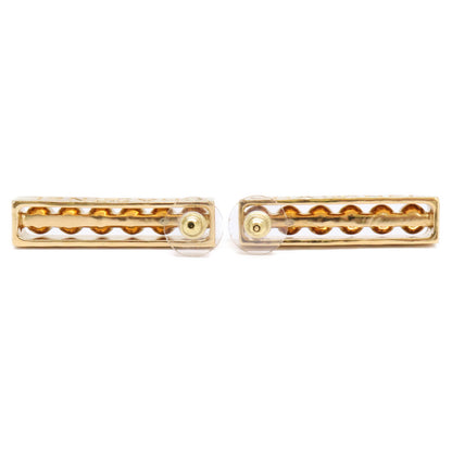 CHANEL シャネル 美品 B23 K 6Pパール ロゴプレート ピアス