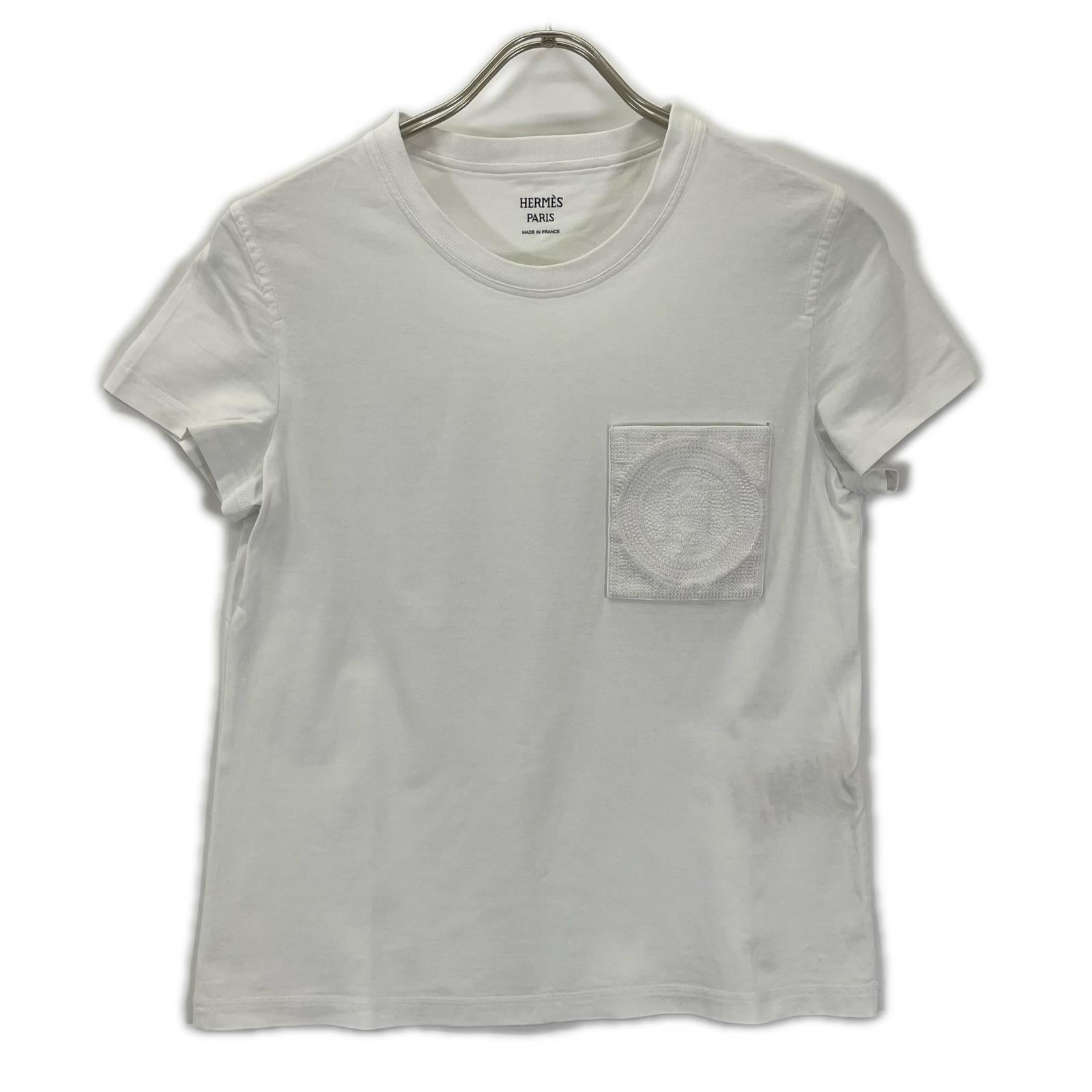 HERMES エルメス 3H4614DL ホワイト 23AW モザイク Hロゴ刺繍 Tシャツ トップス