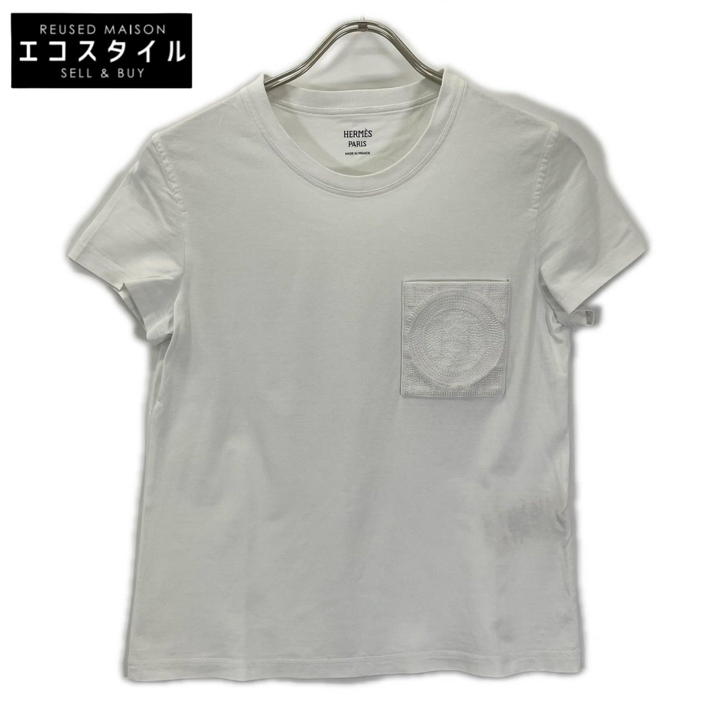 HERMES エルメス 3H4614DL ホワイト 23AW モザイク Hロゴ刺繍 Tシャツ トップス