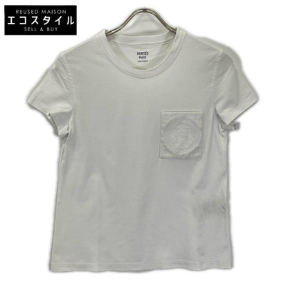 HERMES エルメス 3H4614DL ホワイト 23AW モザイク Hロゴ刺繍 Tシャツ トップス