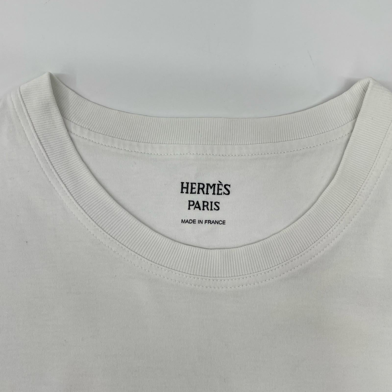HERMES エルメス 3H4614DL ホワイト 23AW モザイク Hロゴ刺繍 Tシャツ トップス