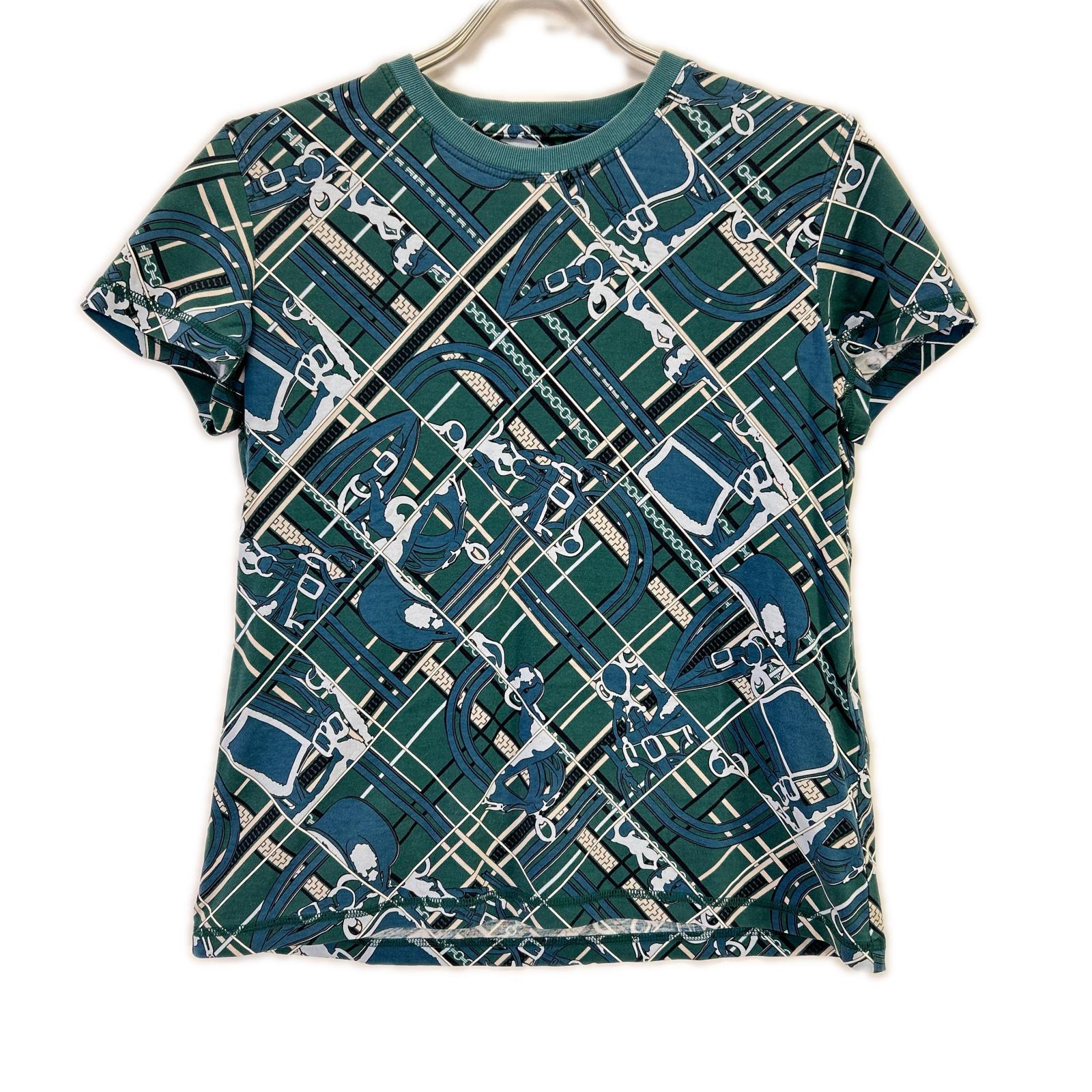 HERMES エルメス 3H4619DX グリーン 23AW EN DESORDRE ET CHAINES Tシャツ トップス