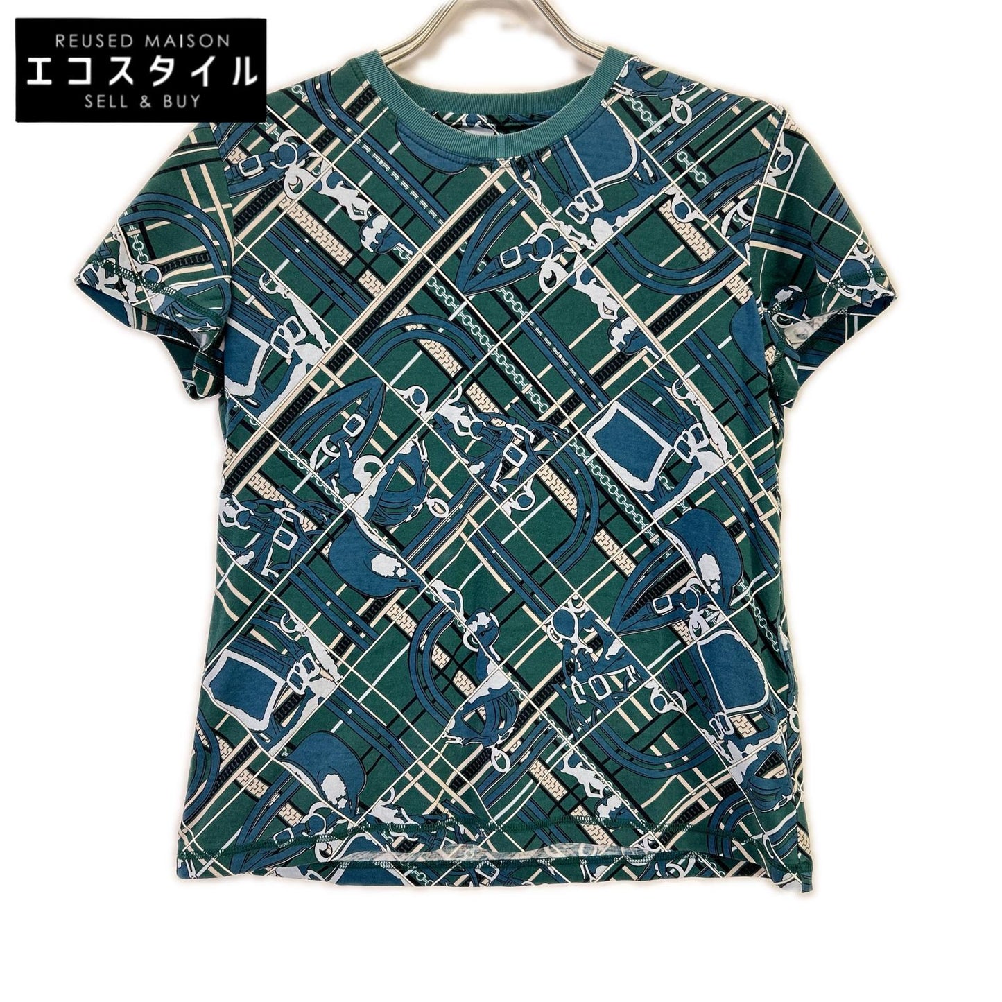 HERMES エルメス 3H4619DX グリーン 23AW EN DESORDRE ET CHAINES Tシャツ トップス