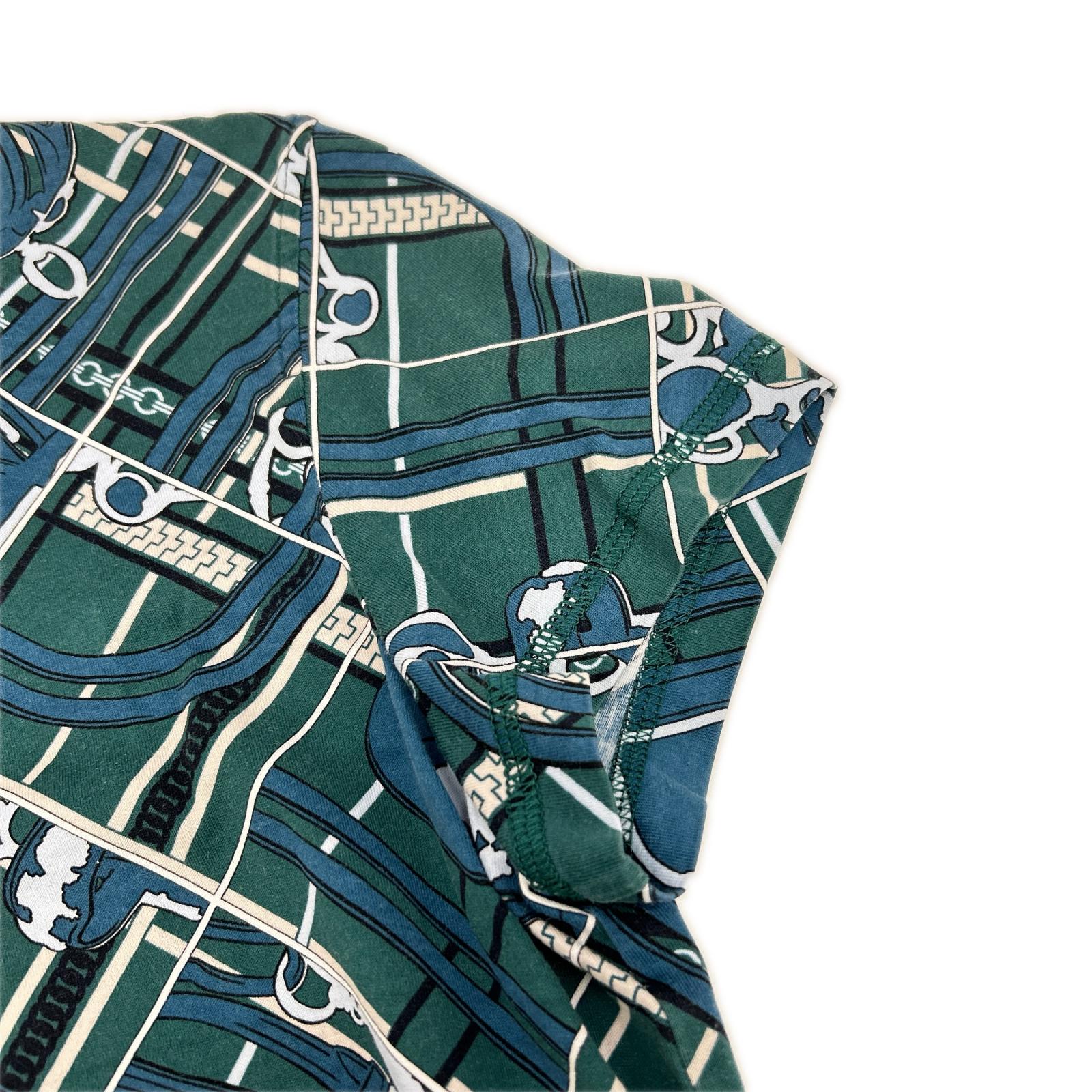 HERMES エルメス 3H4619DX グリーン 23AW EN DESORDRE ET CHAINES Tシャツ トップス