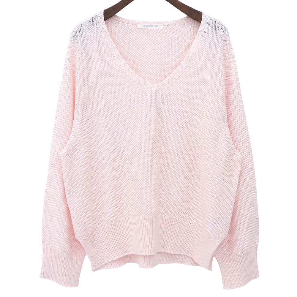 GALERIE VIE ギャルリーヴィー 美品 コットンカノコ Vネック プルオーバー トップス レディース ピンク F 25年 23025102014 トップス