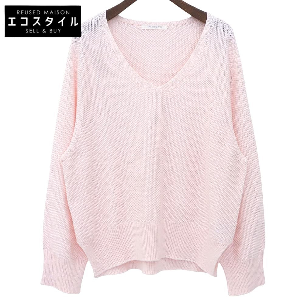 GALERIE VIE ギャルリーヴィー 美品 コットンカノコ Vネック プルオーバー トップス レディース ピンク F 25年 23025102014 トップス