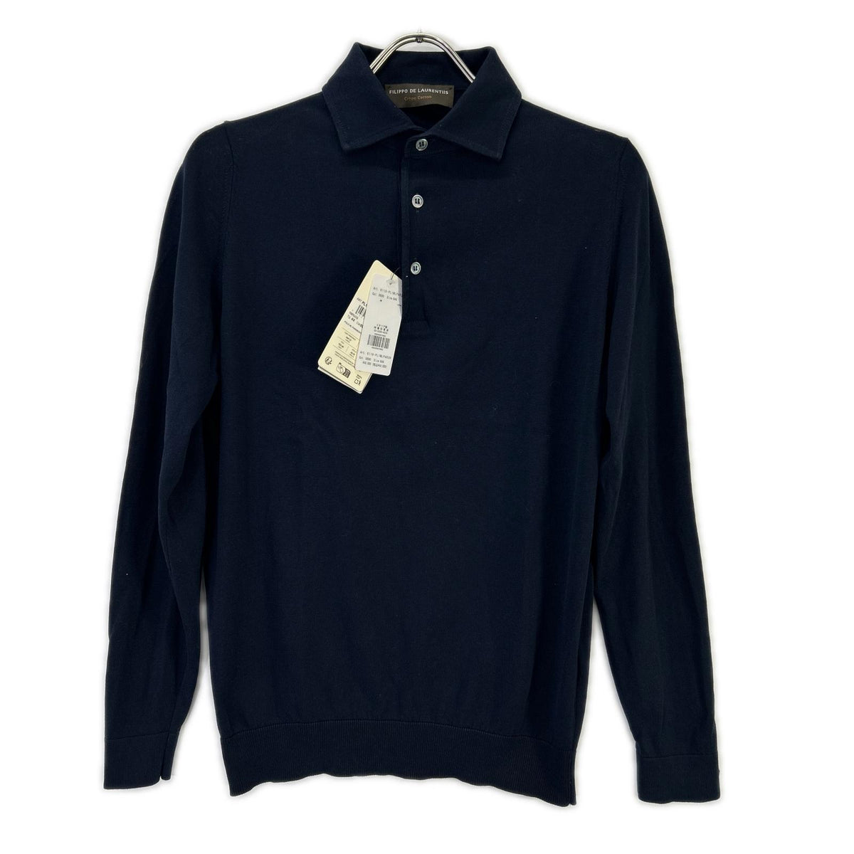 FILIPPO DE LAURENTIIS フィリッポ・デ・ローレンティス 6110-PL1MLPAR20 ネイビー コットン ニット 長袖 ポロシャツ トップス