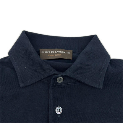 FILIPPO DE LAURENTIIS フィリッポ・デ・ローレンティス 6110-PL1MLPAR20 ネイビー コットン ニット 長袖 ポロシャツ トップス