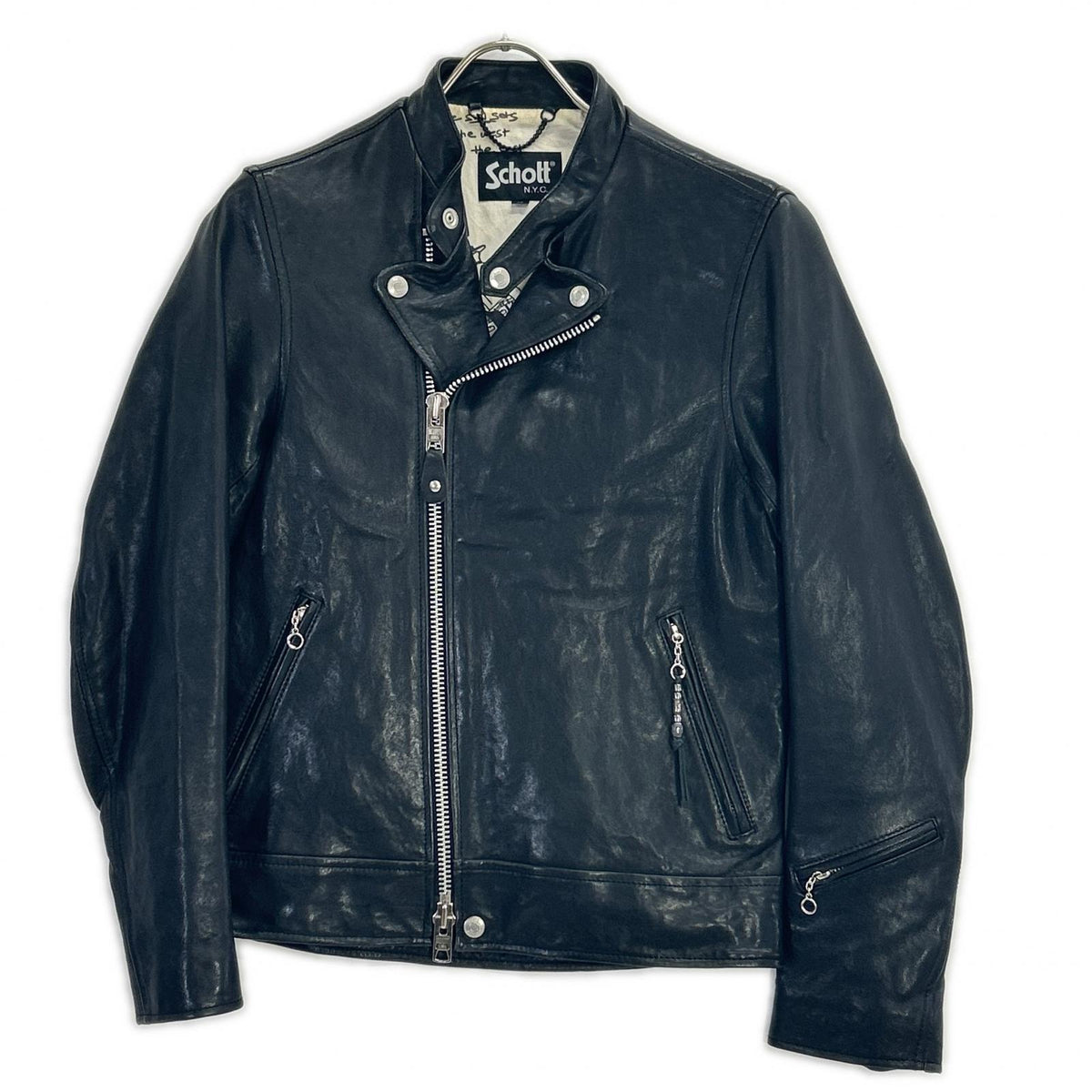 schott ショット 3191054 Black REMIRELIEF Uncutbound Leather Riders Jacket