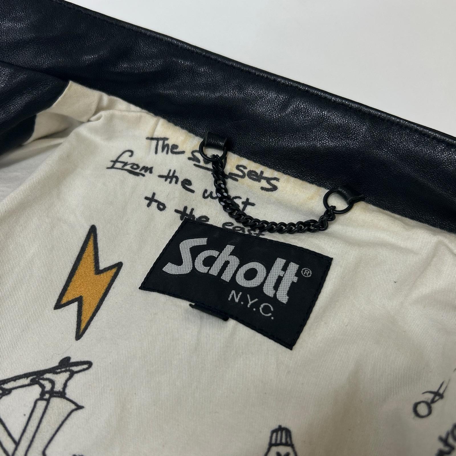 schott ショット 3191054 Black REMIRELIEF Uncutbound Leather Riders Jacket
