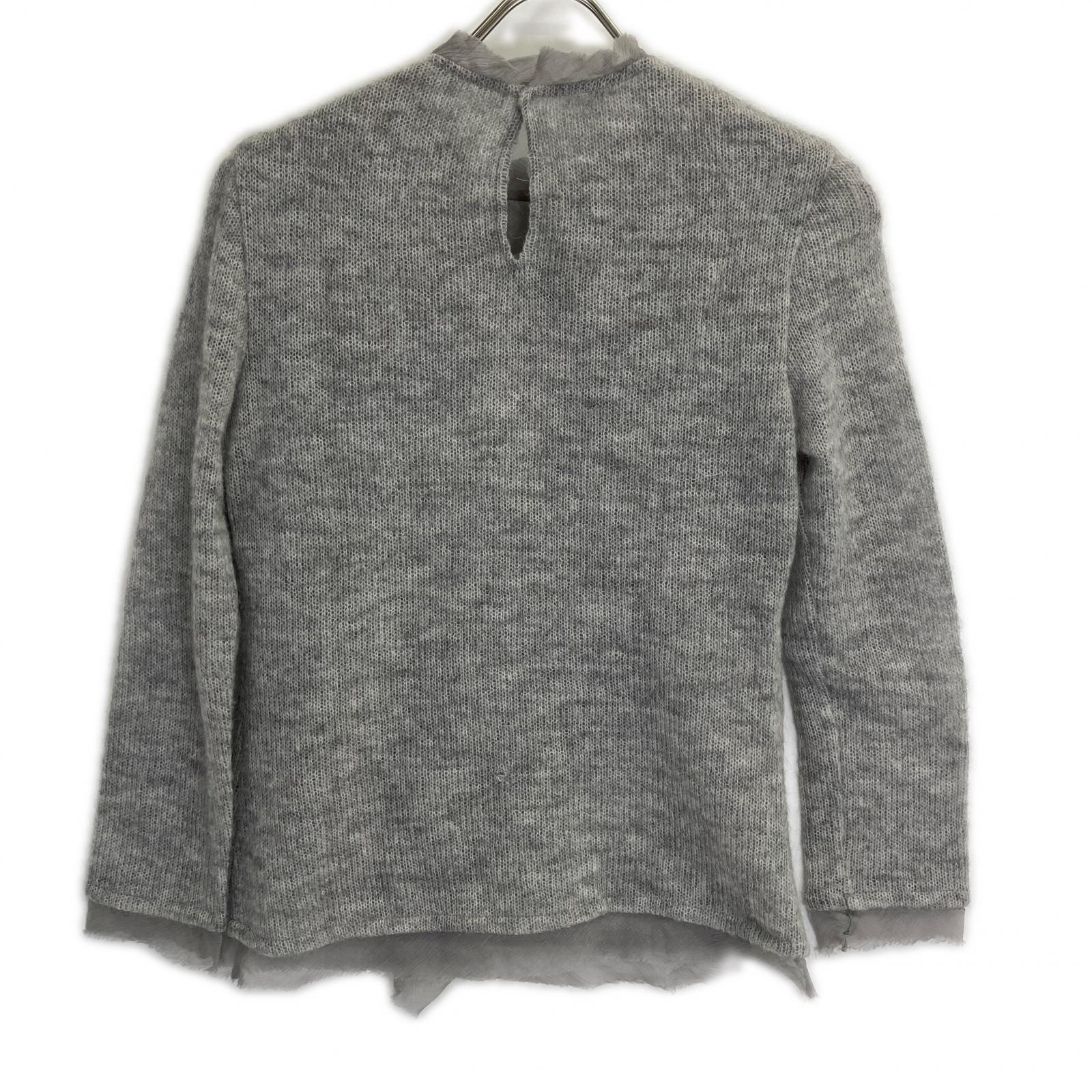 ERMANNO SCERVINO gray ES9813103 mohair-blend tulle floral sheer knit top