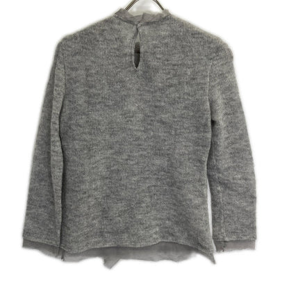 ERMANNO SCERVINO gray ES9813103 mohair-blend tulle floral sheer knit top