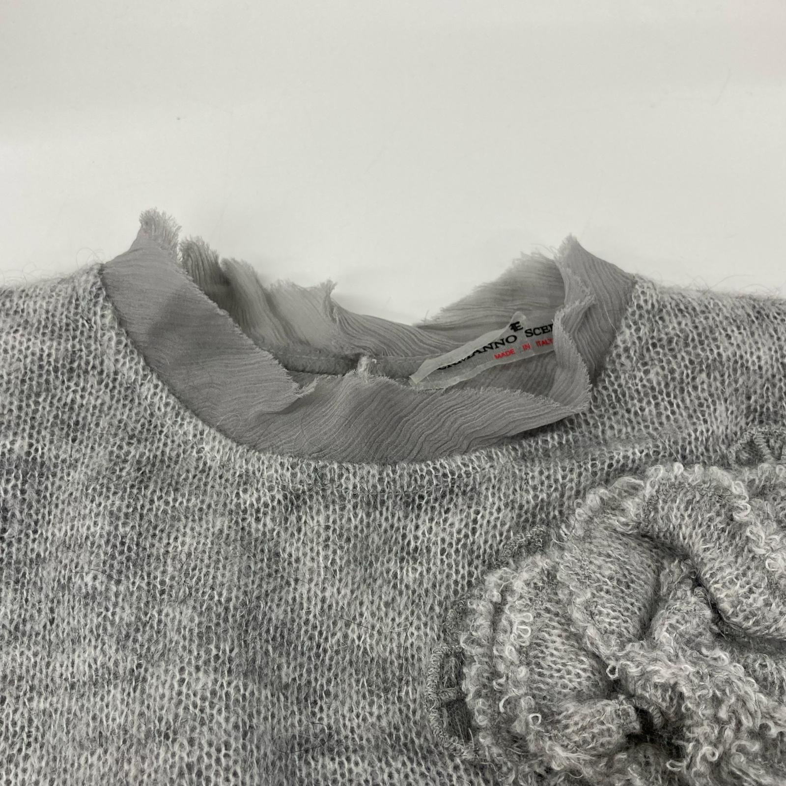ERMANNO SCERVINO gray ES9813103 mohair-blend tulle floral sheer knit top