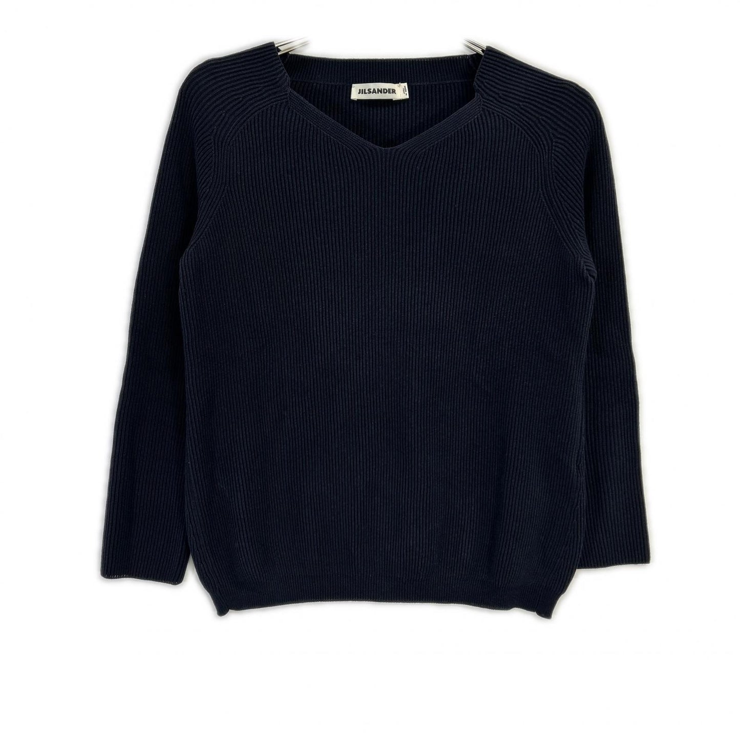 JILSANDER ジルサンダー ネイビー 14年 OW754067WY24060851 リブ編みYネックニットトップス トップス