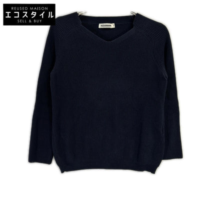 JILSANDER ジルサンダー ネイビー 14年 OW754067WY24060851 リブ編みYネックニットトップス トップス