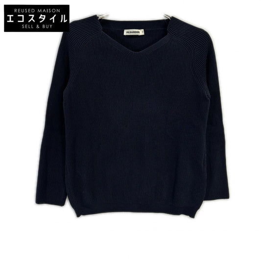 JILSANDER ジルサンダー ネイビー 14年 OW754067WY24060851 リブ編みYネックニットトップス トップス