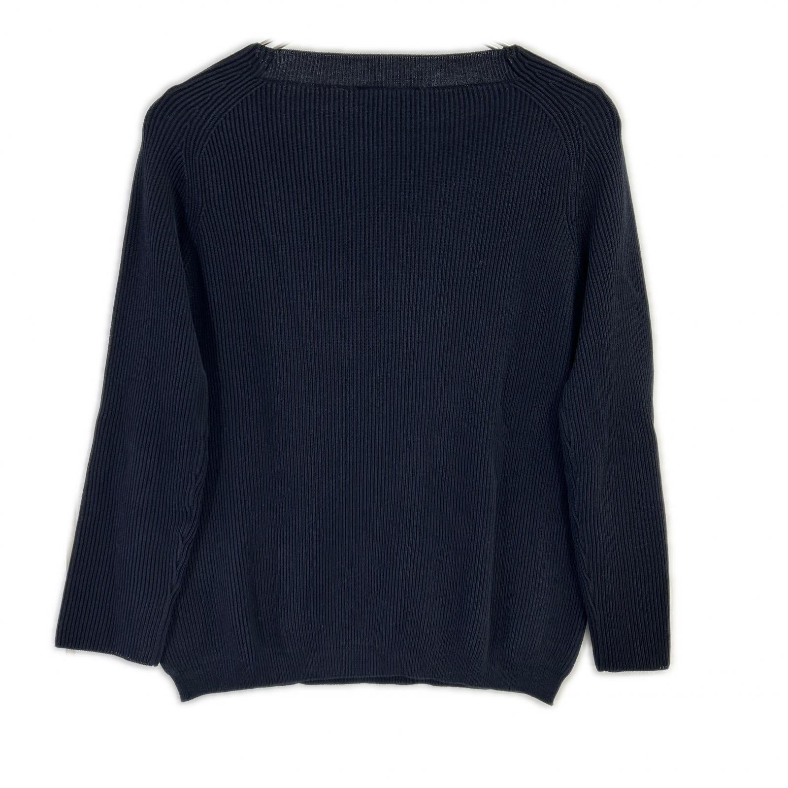 JILSANDER ジルサンダー ネイビー 14年 OW754067WY24060851 リブ編みYネックニットトップス トップス