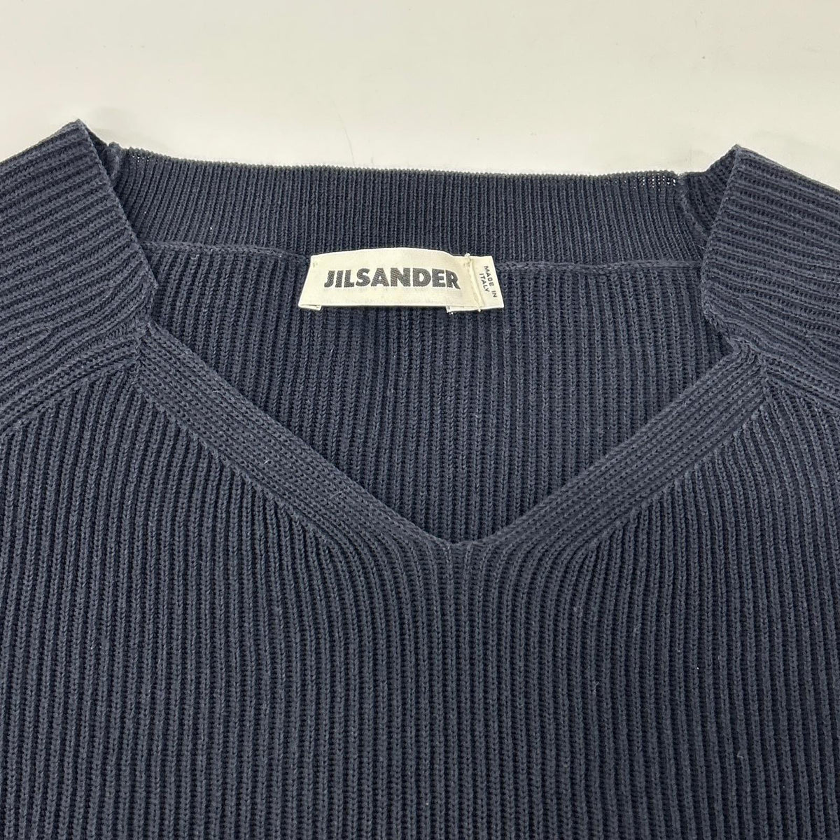 JILSANDER ジルサンダー ネイビー 14年 OW754067WY24060851 リブ編みYネックニットトップス トップス