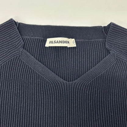 JILSANDER ジルサンダー ネイビー 14年 OW754067WY24060851 リブ編みYネックニットトップス トップス
