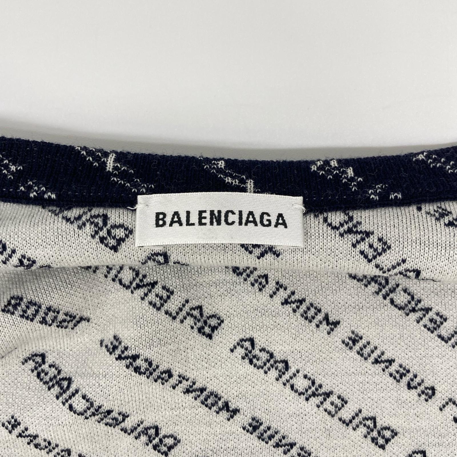 BALENCIAGA バレンシアガ ネイビー 17年 518135 ロゴ クルーネックカーディガン トップス