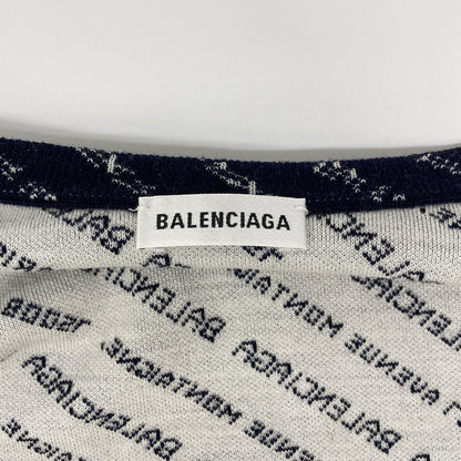 BALENCIAGA バレンシアガ ネイビー 17年 518135 ロゴ クルーネックカーディガン トップス
