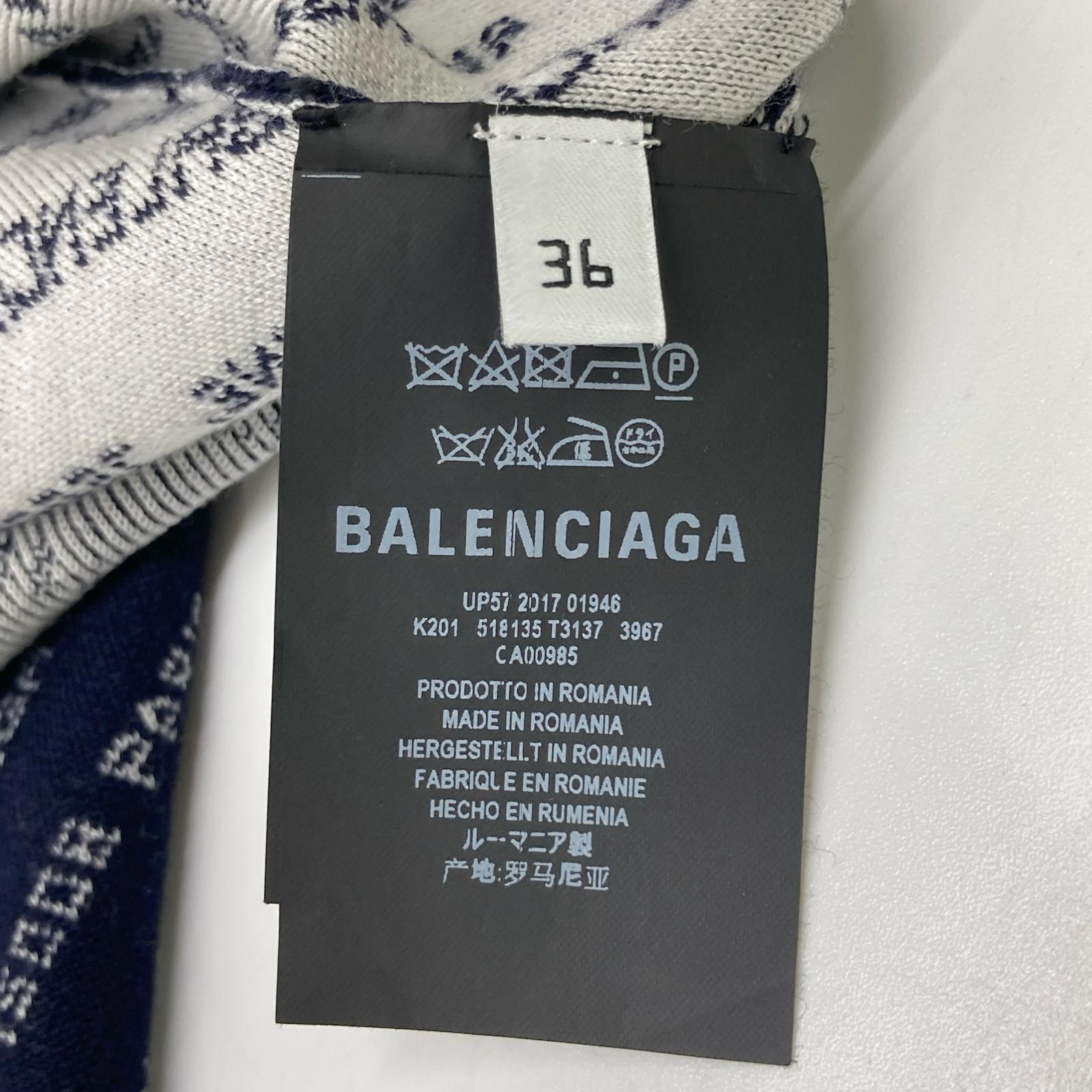 BALENCIAGA バレンシアガ ネイビー 17年 518135 ロゴ クルーネックカーディガン トップス