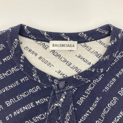 BALENCIAGA バレンシアガ ネイビー 17年 518135 ロゴ クルーネックカーディガン トップス