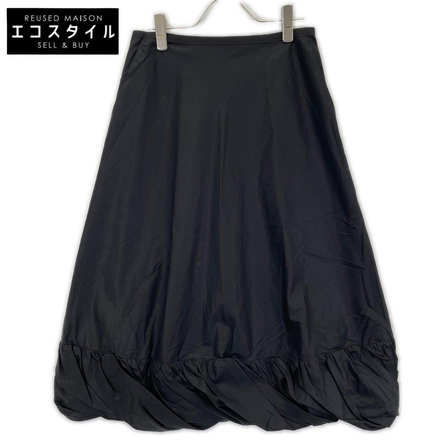 PRUNE GOLD SCHMIDT プルーンゴールドシュミット ブラック PGSS25SKI004 コットン RUFFLES MID SKIRT スカート