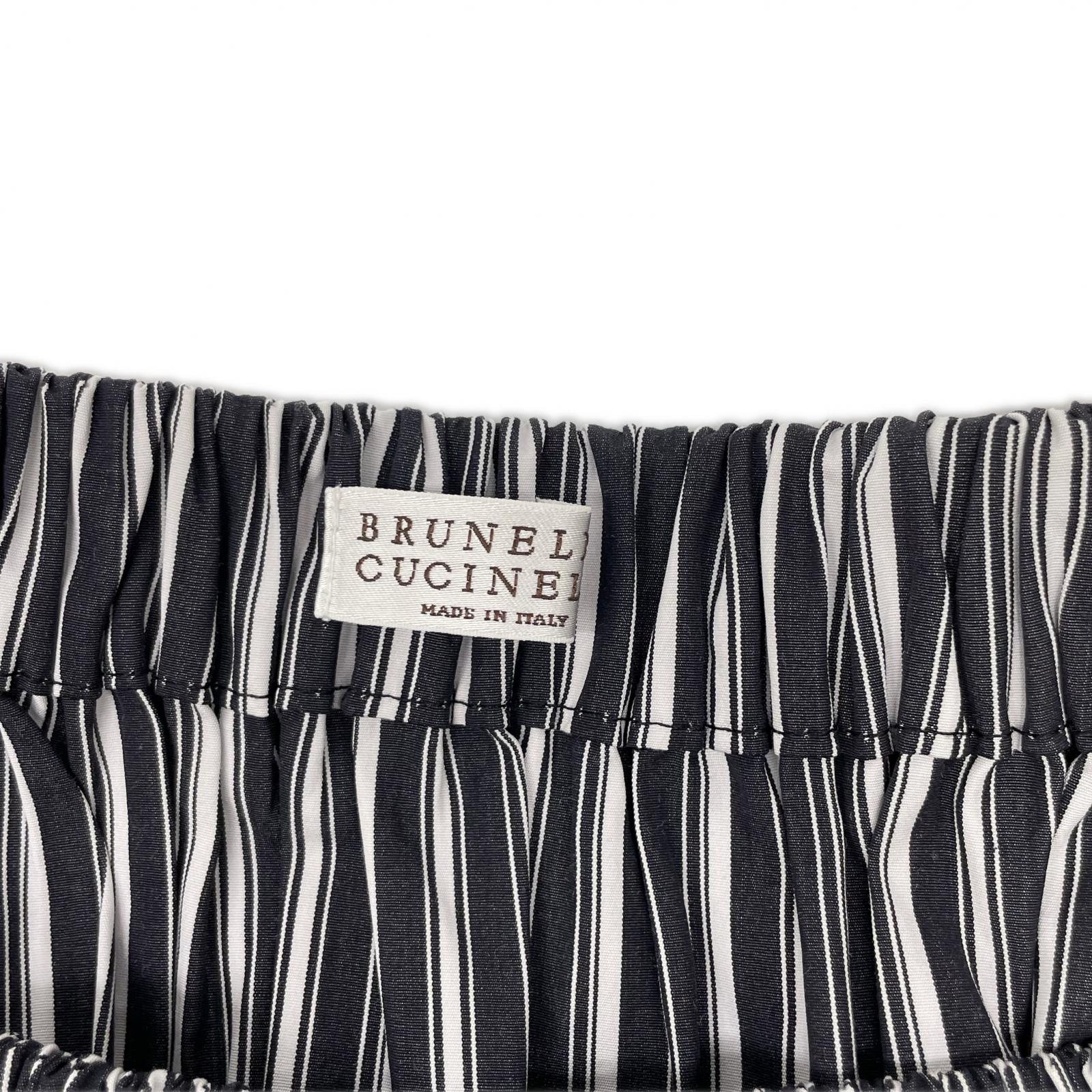 BRUNELLO CUCINELLI ブルネロクチネリ 21年 MH172A4752 インディゴ ストライプ オフショルダー ベルトワンピース ワンピース