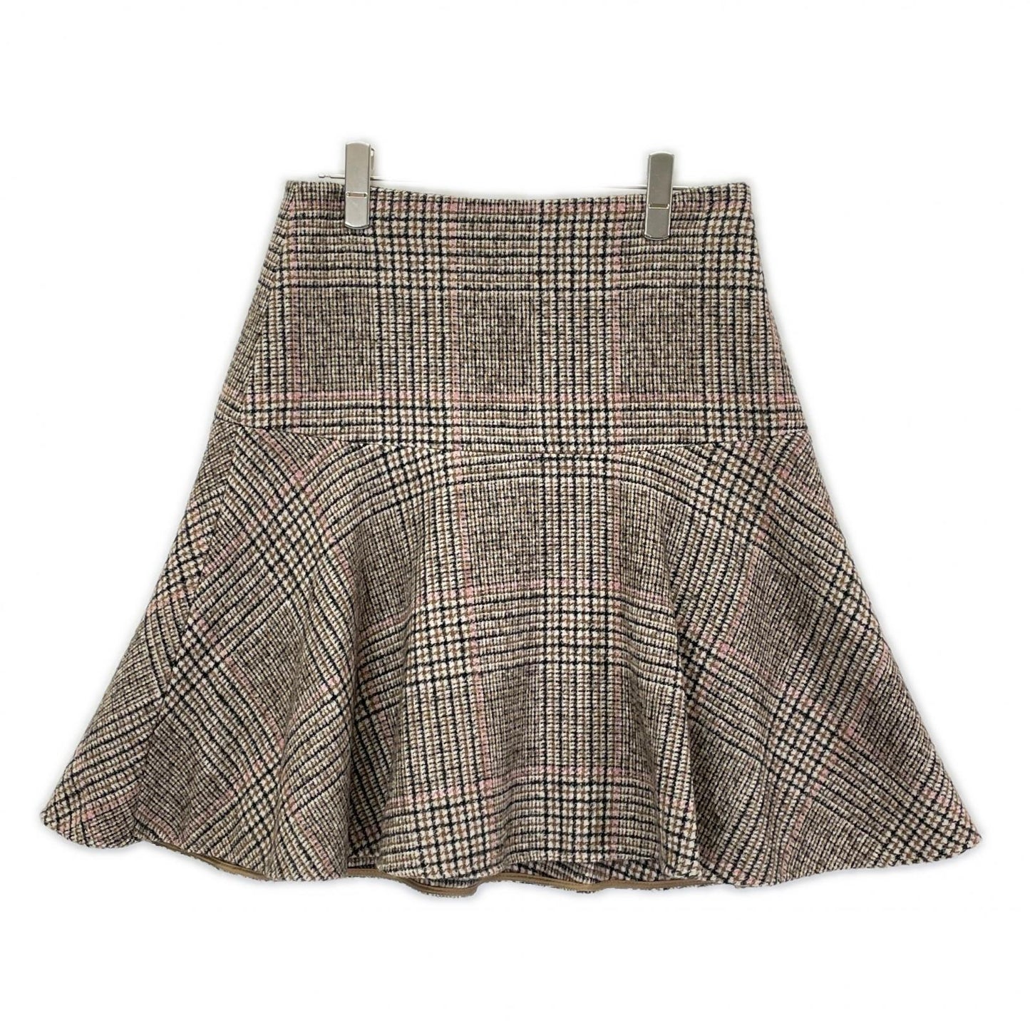 BRUNELLO CUCINELLI ブルネロクチネリ MD527G3329 22年 ブラウン チェック ウール×アルパカ Aライン フレアスカート スカート