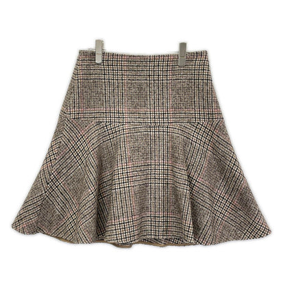 BRUNELLO CUCINELLI ブルネロクチネリ MD527G3329 22年 ブラウン チェック ウール×アルパカ Aライン フレアスカート スカート