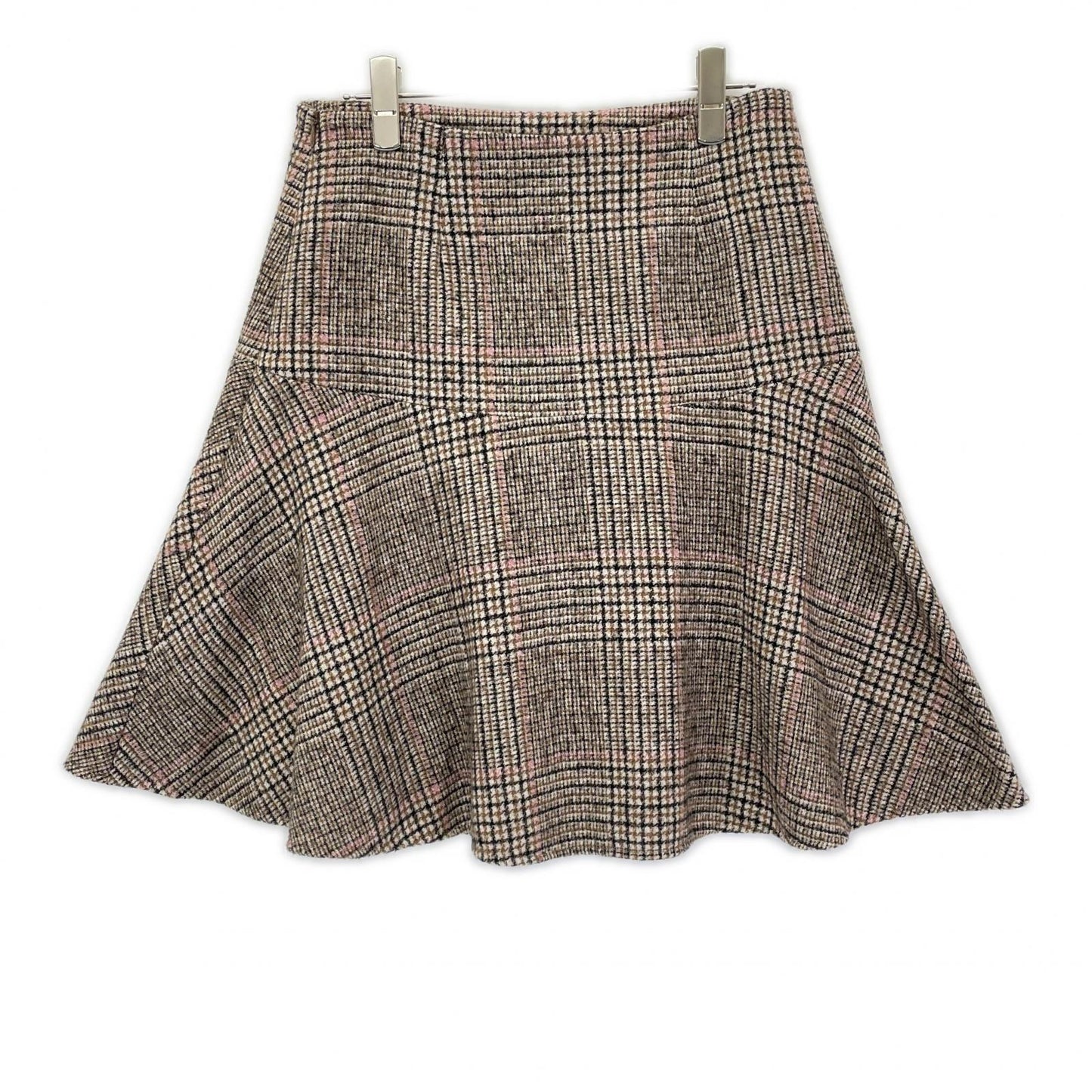 BRUNELLO CUCINELLI ブルネロクチネリ MD527G3329 22年 ブラウン チェック ウール×アルパカ Aライン フレアスカート スカート