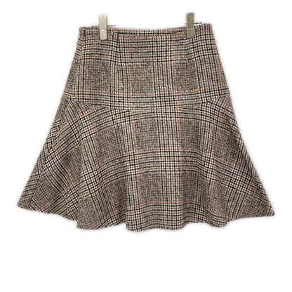 BRUNELLO CUCINELLI ブルネロクチネリ MD527G3329 22年 ブラウン チェック ウール×アルパカ Aライン フレアスカート スカート