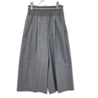 BRUNELLO CUCINELLI ブルネロクチネリ ME226P7477 20年 グレー ウール ジップアップ アウトタック ワイドレッグクロップドパンツ ボトムス