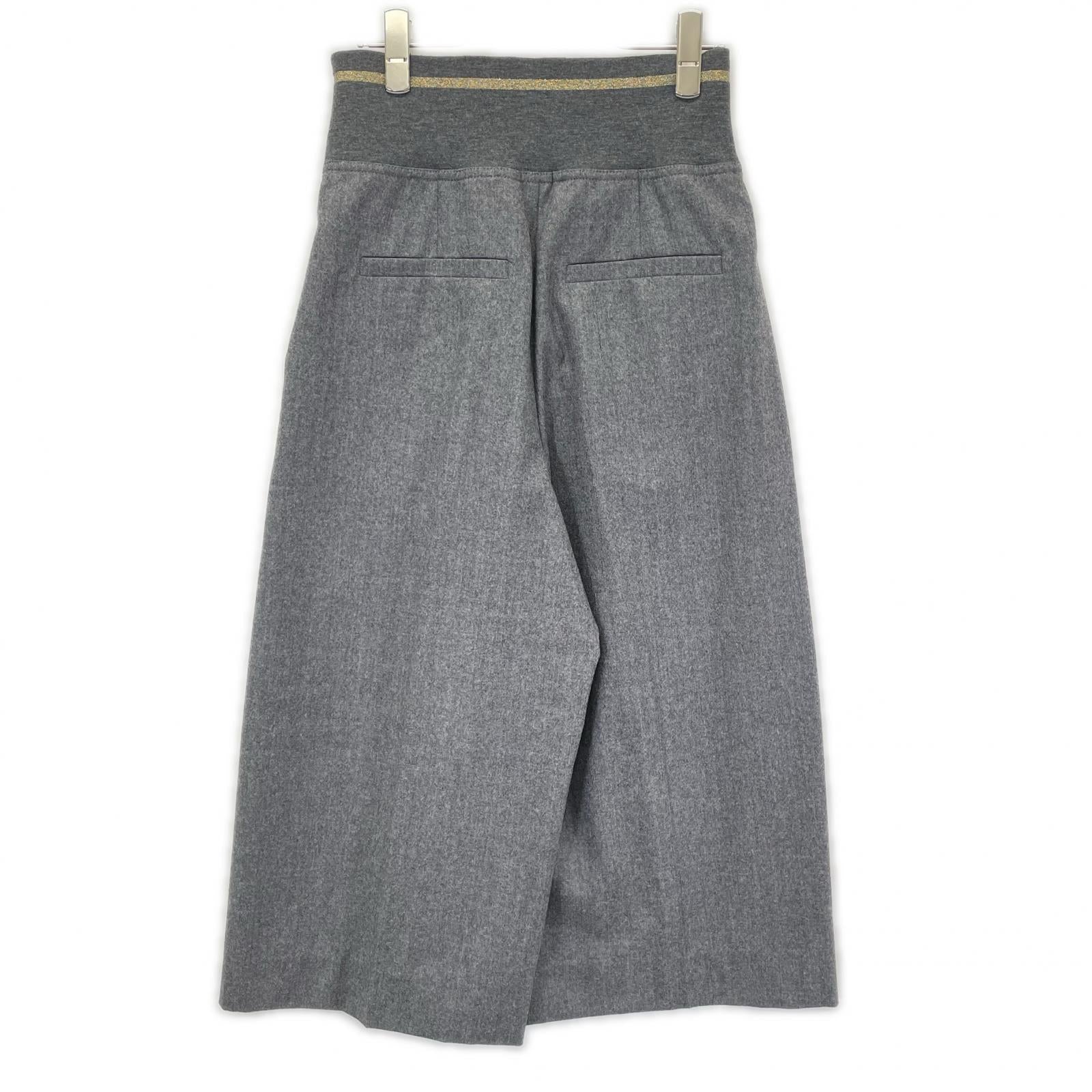 BRUNELLO CUCINELLI ブルネロクチネリ ME226P7477 20年 グレー ウール ジップアップ アウトタック ワイドレッグクロップドパンツ ボトムス
