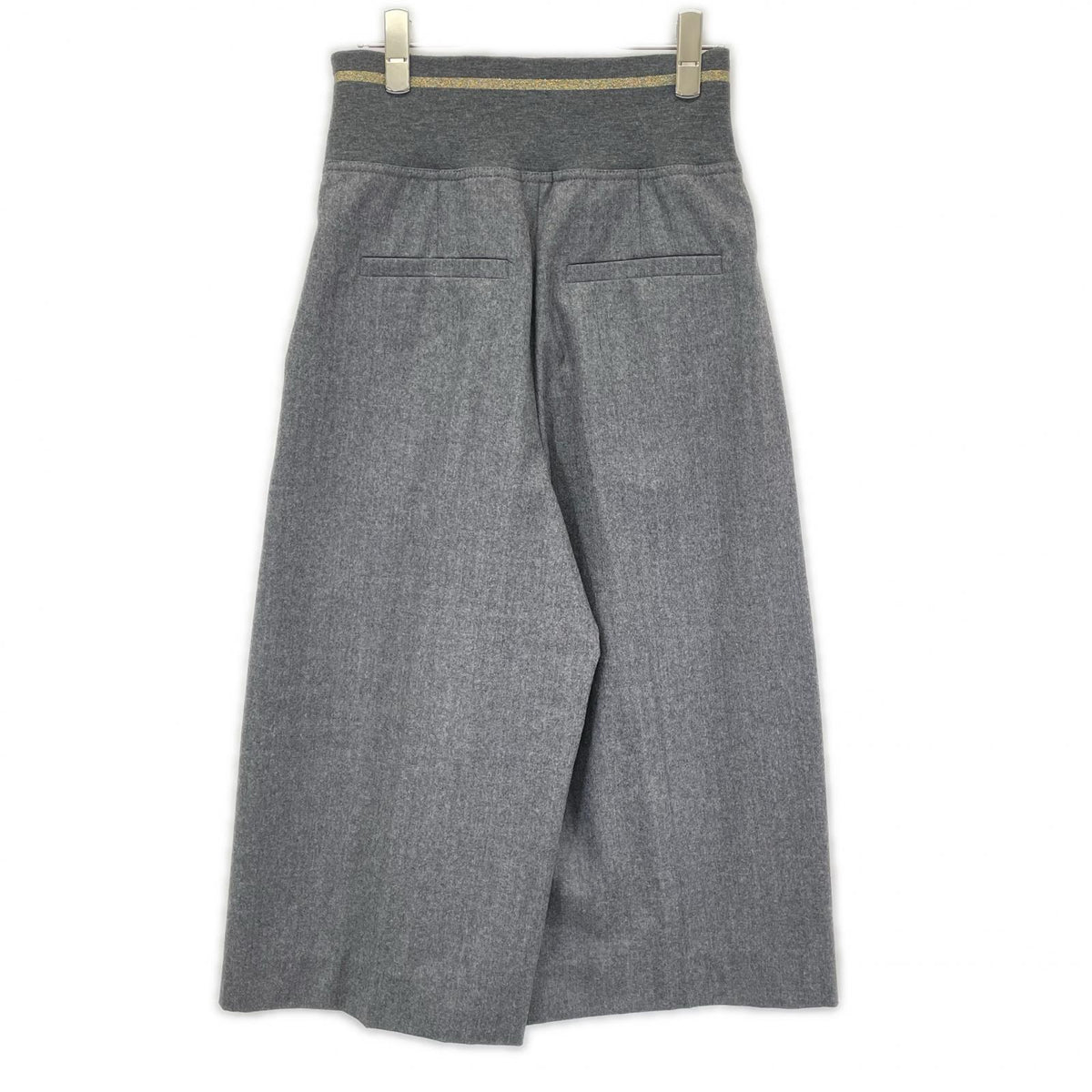 BRUNELLO CUCINELLI ブルネロクチネリ ME226P7477 20年 グレー ウール ジップアップ アウトタック ワイドレッグクロップドパンツ ボトムス