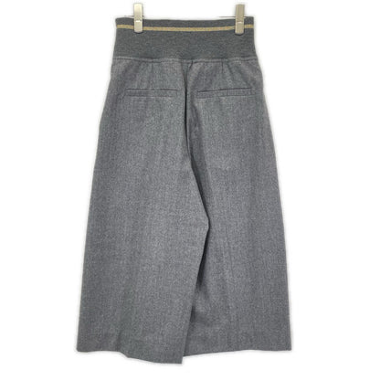 BRUNELLO CUCINELLI ブルネロクチネリ ME226P7477 20年 グレー ウール ジップアップ アウトタック ワイドレッグクロップドパンツ ボトムス