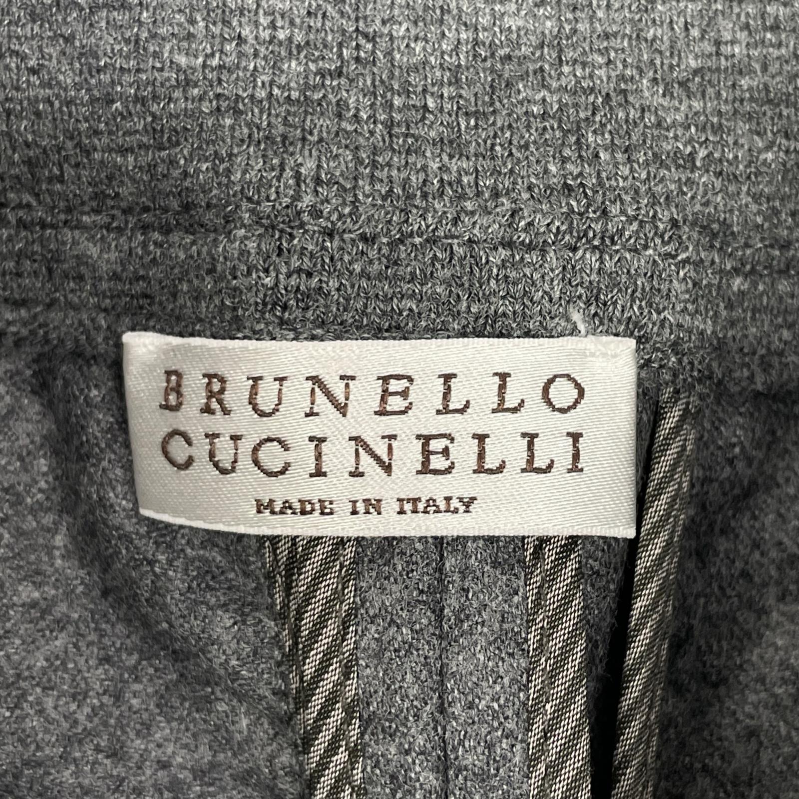 BRUNELLO CUCINELLI ブルネロクチネリ ME226P7477 20年 グレー ウール ジップアップ アウトタック ワイドレッグクロップドパンツ ボトムス