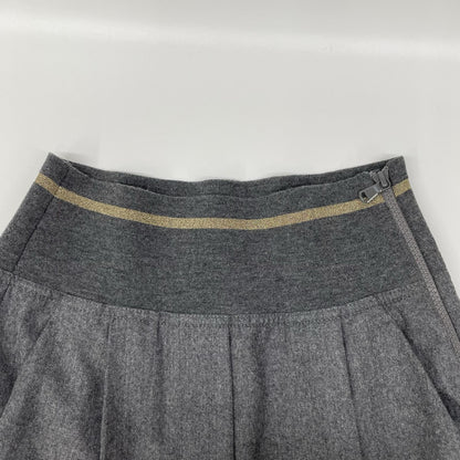 BRUNELLO CUCINELLI ブルネロクチネリ ME226P7477 20年 グレー ウール ジップアップ アウトタック ワイドレッグクロップドパンツ ボトムス