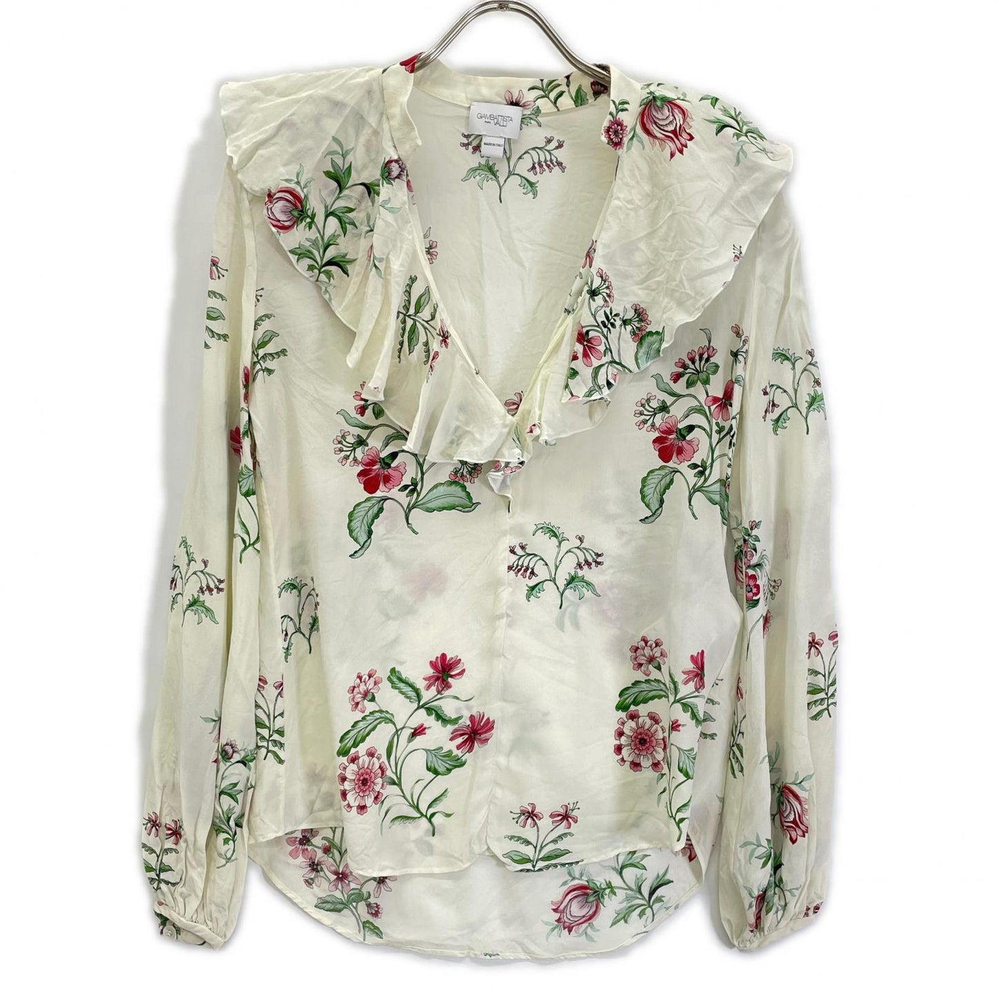 GiAMBATTiSTA VALLi ジャンバティスタヴァリ 22FWPVTE1106-59PRI アイボリー コットンフラワーデザイン フリルブラウス トップス