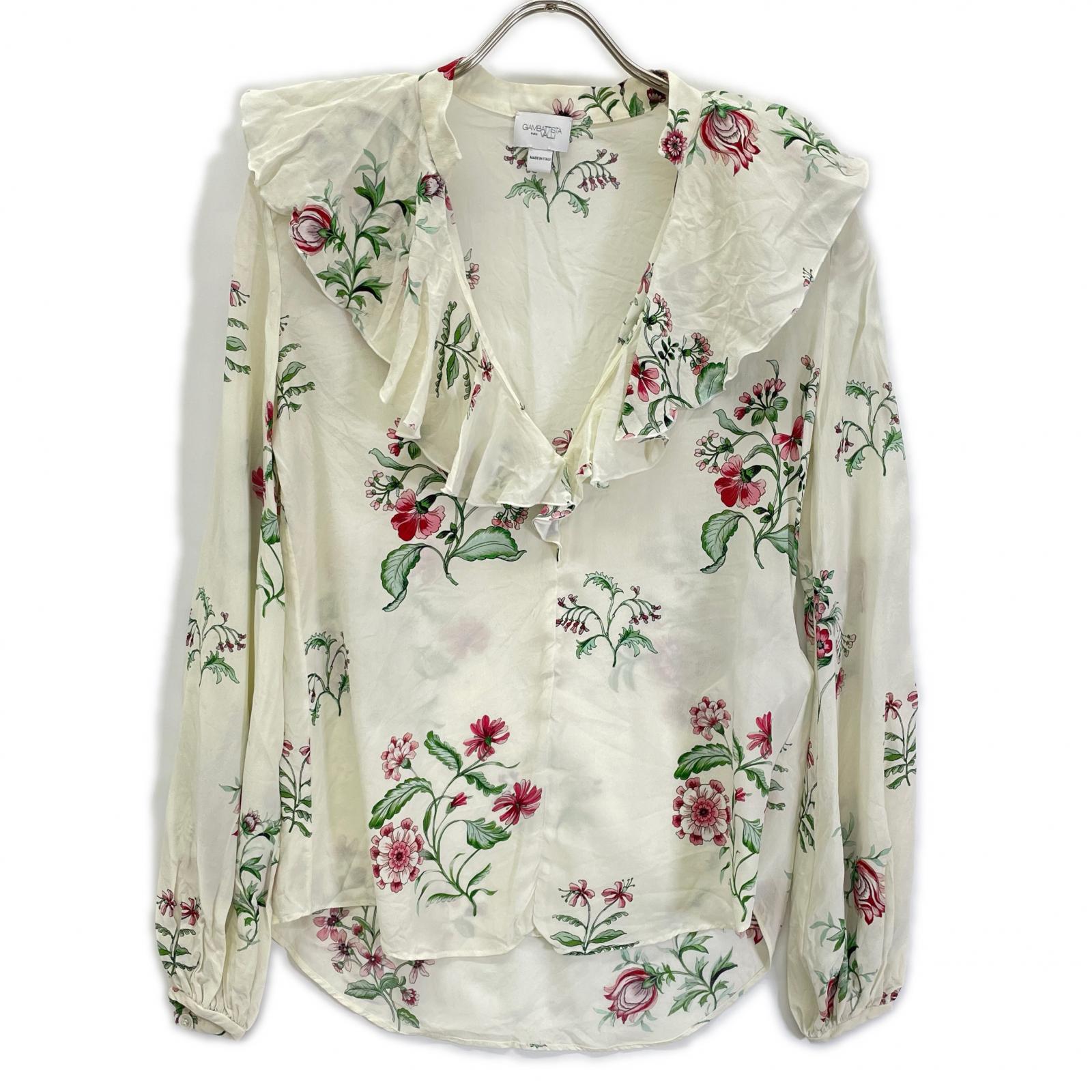 GiAMBATTiSTA VALLi ジャンバティスタヴァリ 22FWPVTE1106-59PRI アイボリー コットンフラワーデザイン フリルブラウス トップス