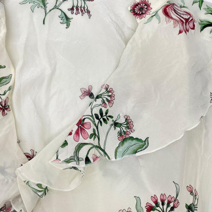 GiAMBATTiSTA VALLi ジャンバティスタヴァリ 22FWPVTE1106-59PRI アイボリー コットンフラワーデザイン フリルブラウス トップス