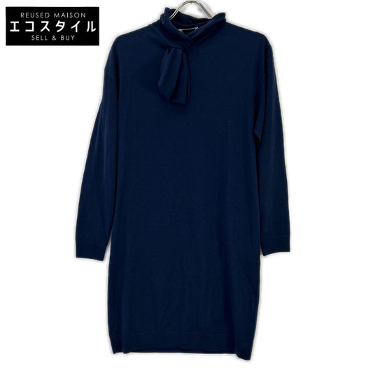 LANVIN ランバン DR291M ネイビー ウール タイ ワンピース ワンピース