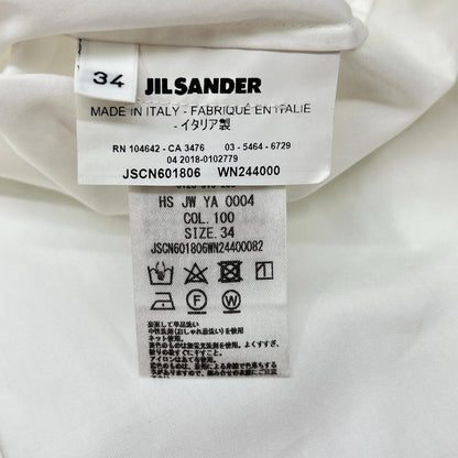 JILSANDER ジルサンダー 18年 ホワイト JSCN601806 プリーツデザイン バンドカラーシャツ トップス