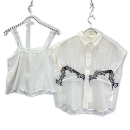 sacai 26ss 26-08506 white Wool Organza Shirt top