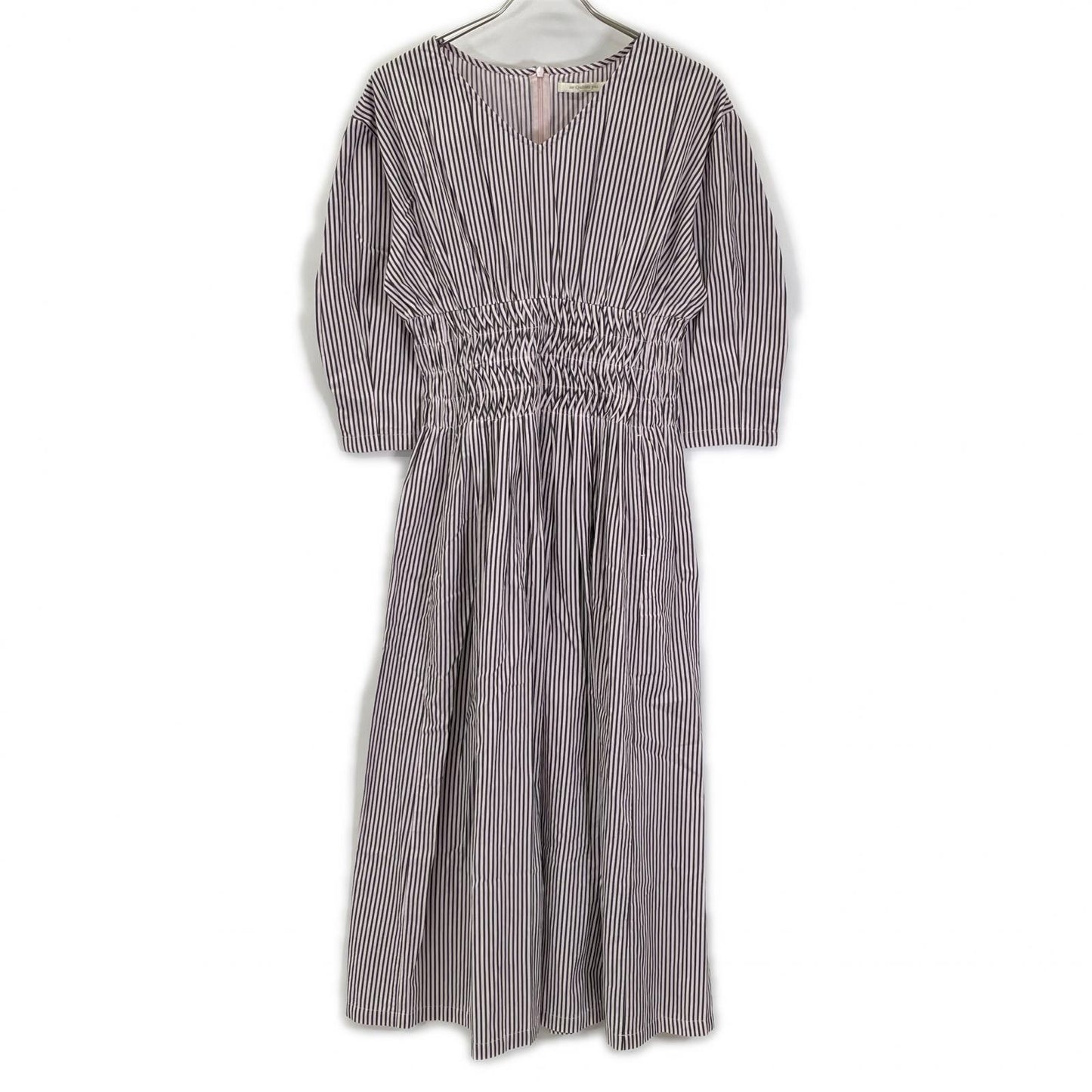 ne quittez pas ヌキテパ 010451GF1 ピンク Cotton Poplin Wave Tuck Dress ワンピース