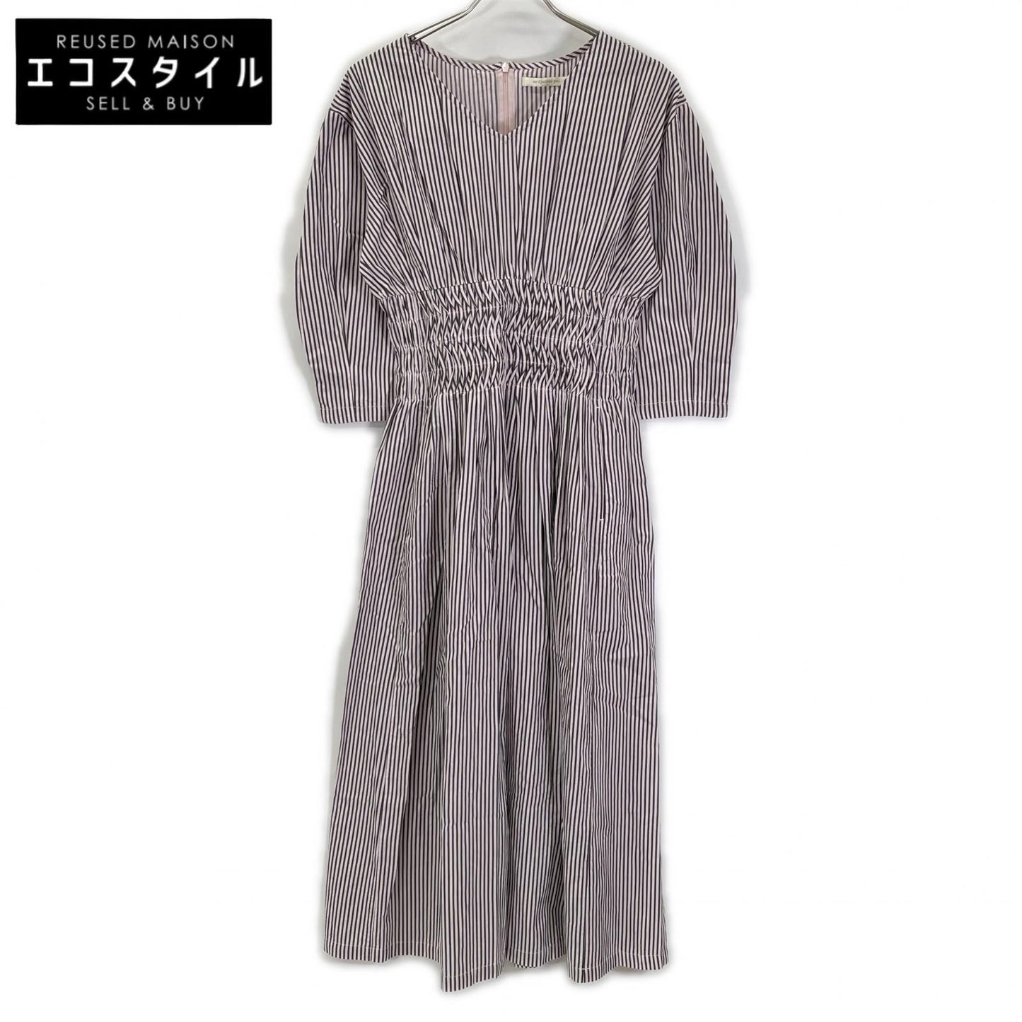 ne quittez pas ヌキテパ 010451GF1 ピンク Cotton Poplin Wave Tuck Dress ワンピース