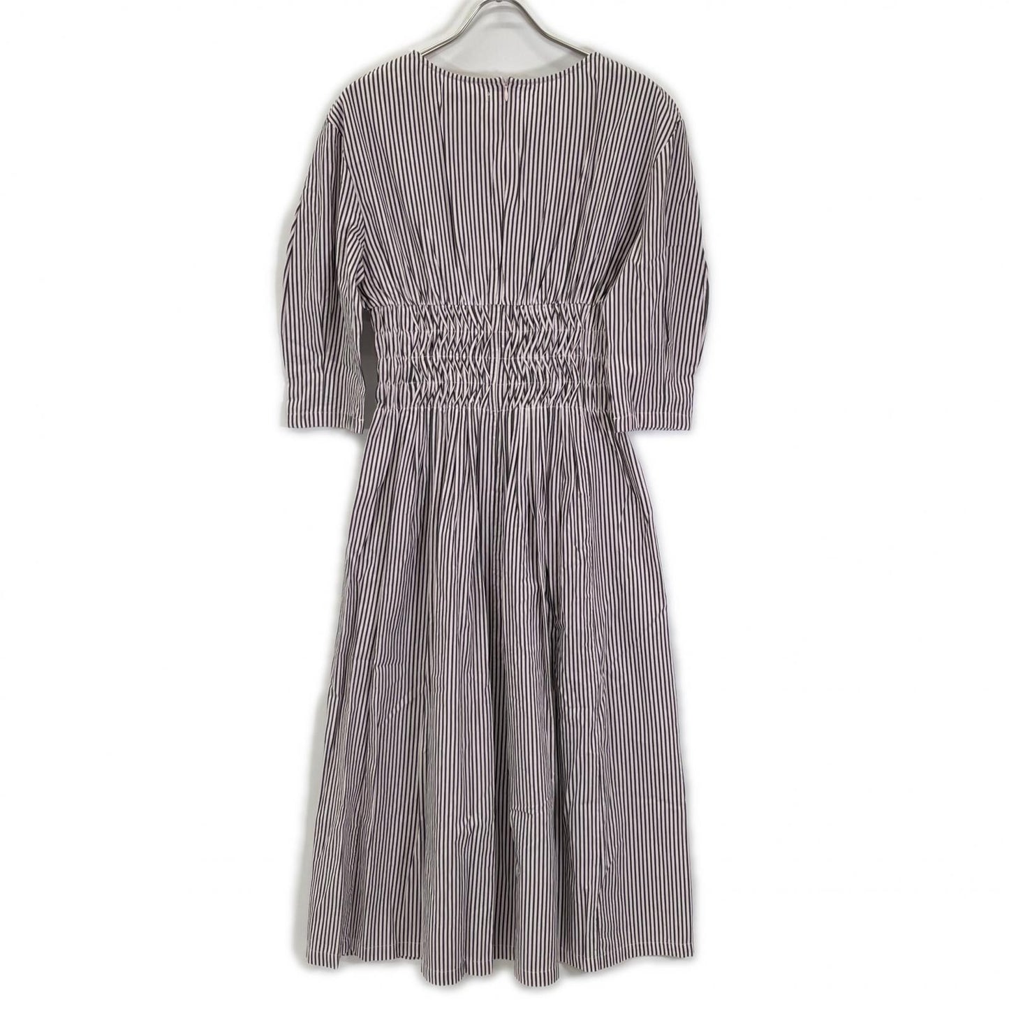 ne quittez pas ヌキテパ 010451GF1 ピンク Cotton Poplin Wave Tuck Dress ワンピース