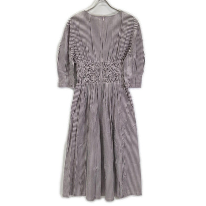 ne quittez pas ヌキテパ 010451GF1 ピンク Cotton Poplin Wave Tuck Dress ワンピース