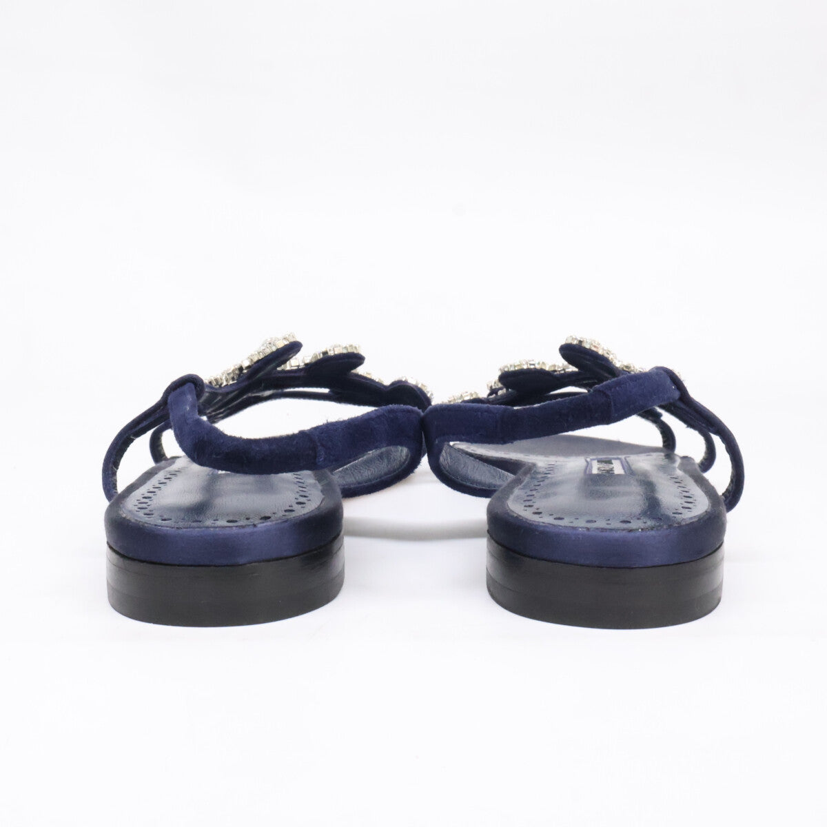 MANOLO BLAHNIK マノロブラニク 【美品】ビジュー サテン スリングバック フラット サンダル シューズ